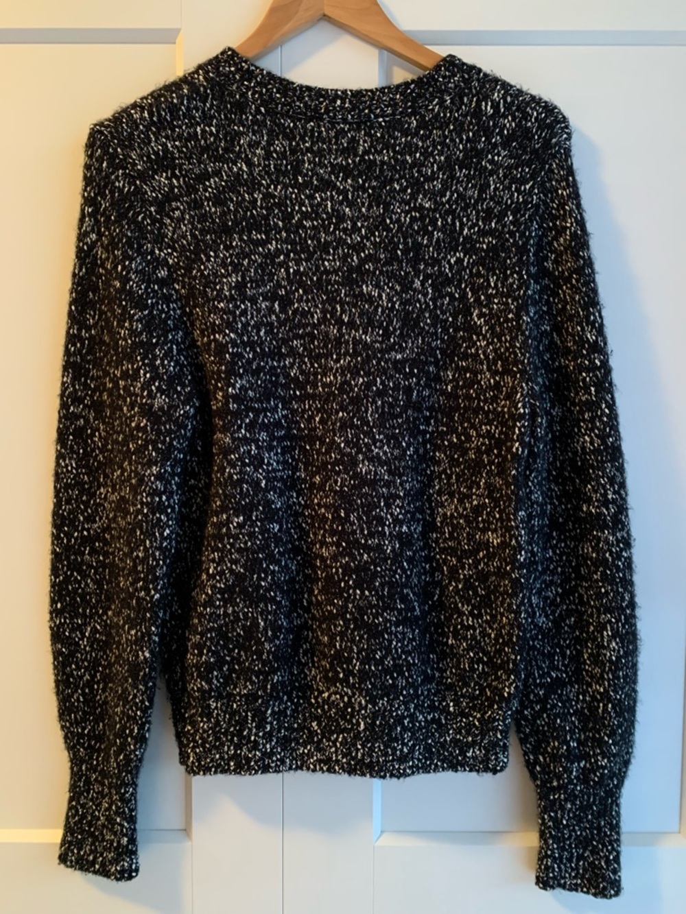COS Speckle Black & White wool and cotton blended Crewneck Sweater size S - Picture 5 of 14